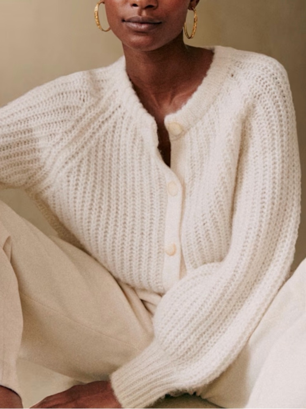 Sezane Cream Sweater Cardigan